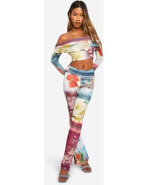 Boohoo Bardot Printed Top - Red