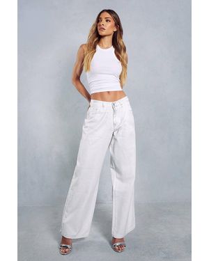 MissPap Metallic Straight Leg Denim Jeans - Gray