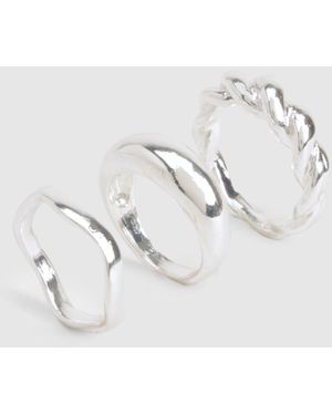 Boohoo 3 Pack Chunky Rings - Blue