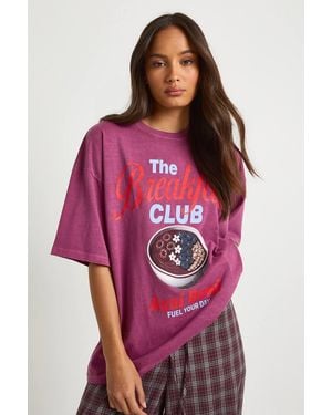 Boohoo Acai Bowl Printed Front And Back T-Shirt - Red