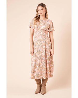 Dorothy Perkins Empire Seam Tie Back Midi Dress - Pink
