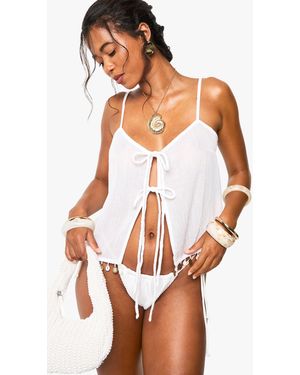Boohoo Shell Embellished Beach Cami - White