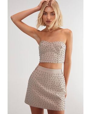Nasty Gal Premium Tailored Studded Bralet - Natural