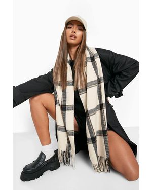 Boohoo Woven Checked Scarf - Black