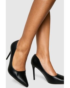 Boohoo Faux Leather Stiletto Court Heels - Negro