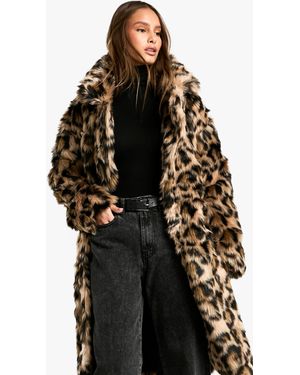 Boohoo Abrigo De Pelo Sintético Con Estampado De Leopardo - Negro