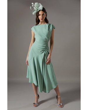Coast Drape Side Cap Sleeve Midi Dress - Green
