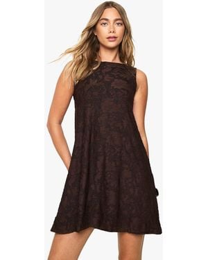Boohoo Textured Burnout Swing Mini Dress - Black