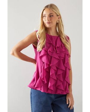Wallis Petite Ruffle Detail Sleeveless Blouse - Pink