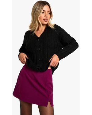 Boohoo Double Split Front Woven Mini Skirt - Red