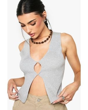 Boohoo Twist Front Knitted Waistcoat - Black