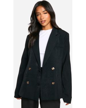 Boohoo Petite Double Breasted Blazer - Black