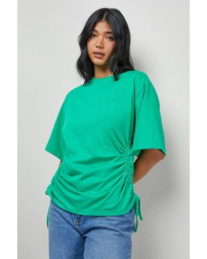 Warehouse Gathered Waist Boxy T-Shirt - Green
