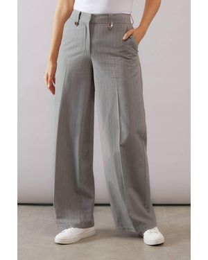 Wallis Pinstripe Wide Leg Trouser - Gray