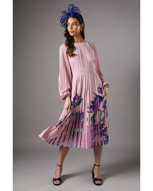 Coast Placement Print Pleat Dress - Pink