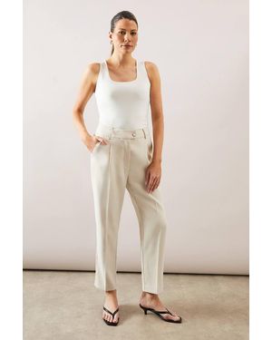 Wallis Tailored Button Tapered Trouser - Natural