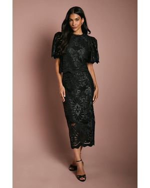 Coast Pu Lace Midi Skirt - Brown