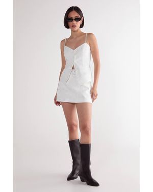 Nasty Gal Pinstripe Tailored Button Through Bustier Top - White