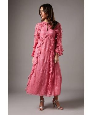 Coast Lace Ruffle Dress - Pink