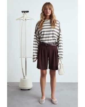 Boohoo Woven Bermuda Shorts - Brown