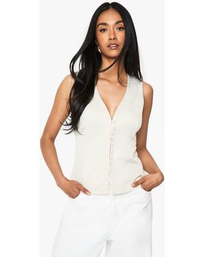 Boohoo Hook And Eye Waistcoat - White