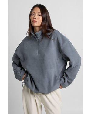 Boohoo Polar Fleece Half Zip Funnel Neck Sweatshirt - Gray