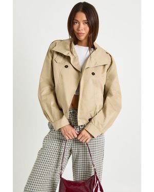 Boohoo Trench Bomber Jacket - Natural