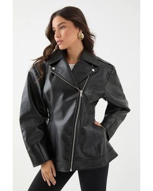 MissPap Faux Leather Biker Jacket - Black