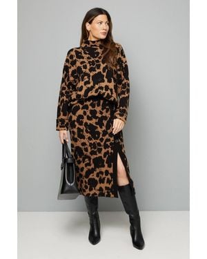 Wallis Leopard Print Knitted Skirt - Multicolor