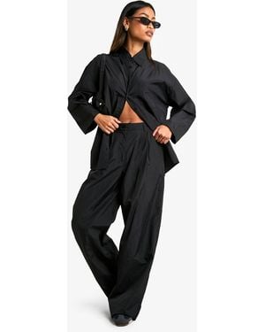 Boohoo Casual Wide Leg Pants - Black