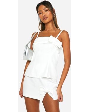 Boohoo Bow Detail Micro Mini Skirt - White