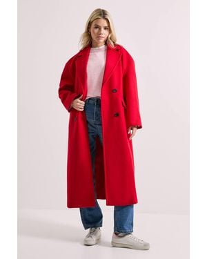Dorothy Perkins Relaxed Buttoned Midi Coat - Red
