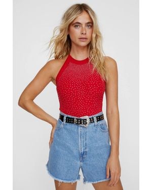 Nasty Gal Embellished One Piece - Red