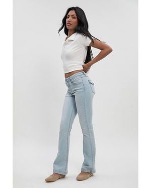 Boohoo Mid Waist Y2K Bootcut Jean - Blue