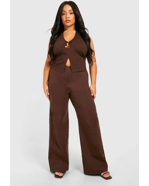 Boohoo Plus Tailored Pants - Brown