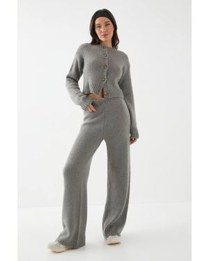 MissPap Cozy Button Down Cardigan And Trouser Co Ord - Gray