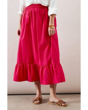 Wallis Petite Cotton Frill Hem Midi Skirt - Red