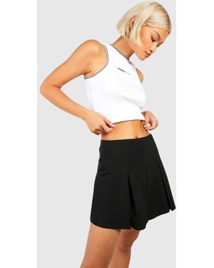 Boohoo Bengaline Pleated Tennis Skort - Black