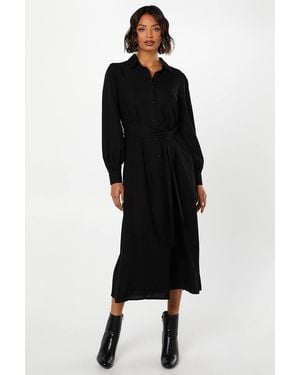Dorothy Perkins Jacquard Midi Shirt Dress - Black
