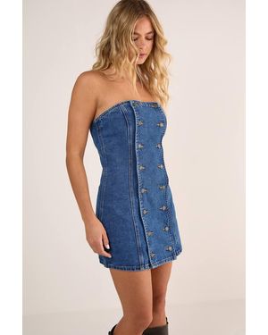 Nasty Gal Button Front Denim Mini Dress - Blue