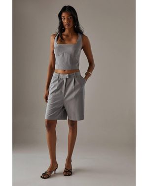 Warehouse Tailored Square Neck Corset - Brown
