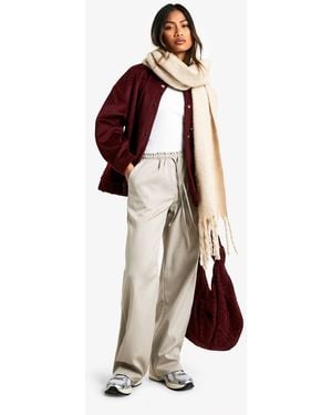 Boohoo Drawstring High Waist Trouser - White
