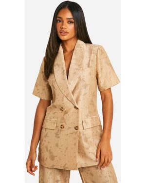 Boohoo Tie Dye Textured Relaxed Fit Blazer - Natural