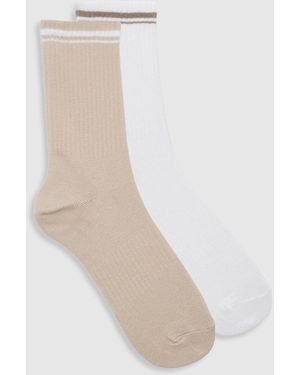 Boohoo Pack De 2 Pares De Calcetines Con Rayas - Blanco