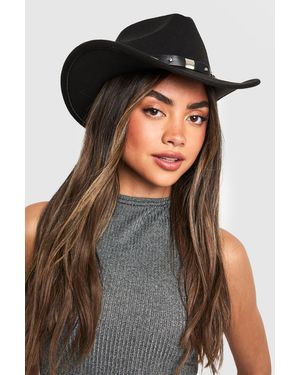 Boohoo Studded Trim Detail Western Cowboy Hat - Black