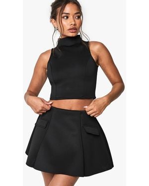 Boohoo Scuba Pocket Detail A Line Skirt - Black