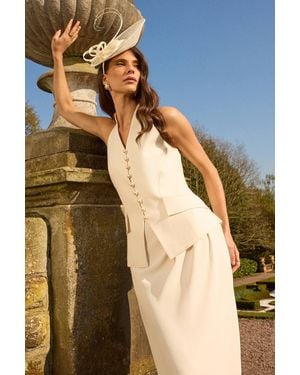 Coast Lisa Tan Pearl Detail Waistcoat - Blue