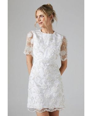 Oasis Bridal Embellished Scallop Edge Mini Dress - Gray