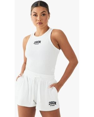 DSGN Studio Embroidered Rib Short - White