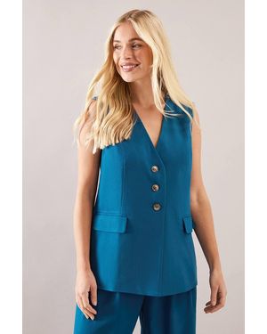 Wallis Petite Three Button Pocket Detail Waistcoat - Blue